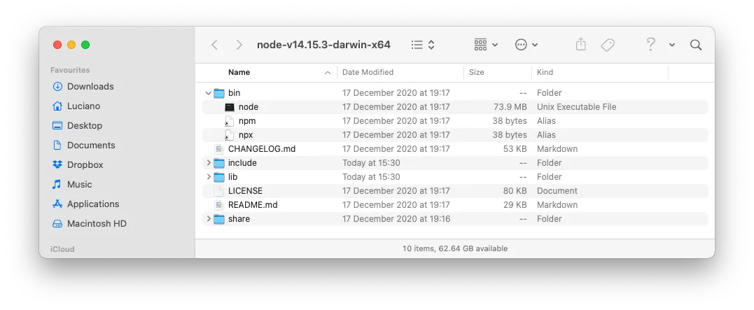 Install Node.js using the official macOS installer